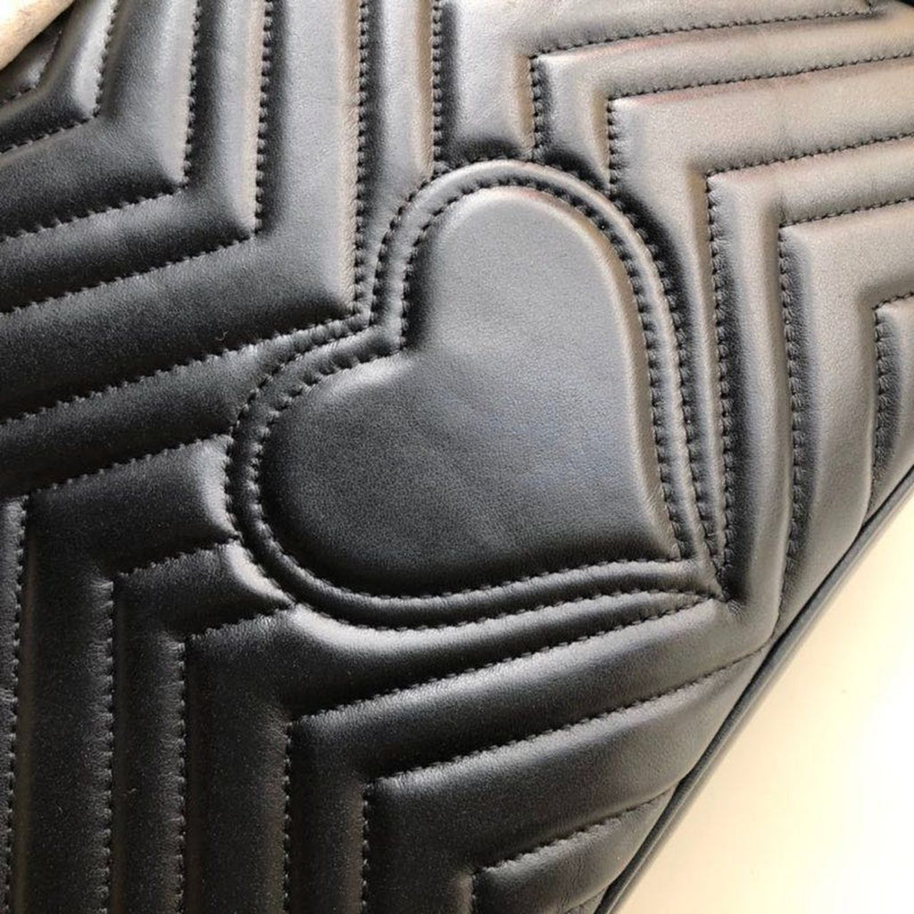 Marmont Small MatelassÃƒÂ© Shoulder Bag Black MatelassÃƒÂ© Chevron For Women 10in/26cm 443497 DTGLAMIT 1000