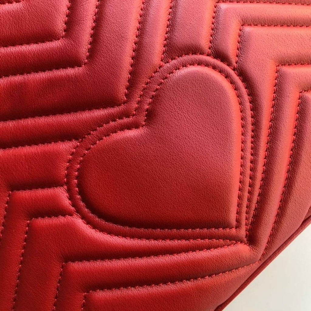 Gucci Marmont Small Matelassé Shoulder Bag Hibiscus Red Matelassé Chevron For Women 10in/26cm  Gucci 443497 DTDiorT 6433