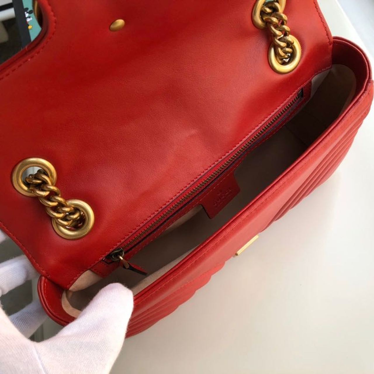 Gucci Marmont Small Matelassé Shoulder Bag Hibiscus Red Matelassé Chevron For Women 10in/26cm  Gucci 443497 DTDiorT 6433