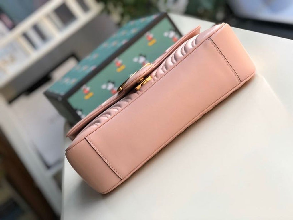 Marmont Small MatelassÃƒÂ© Shoulder Bag Dusty Pink MatelassÃƒÂ© Chevron For Women 10in/26cm 443497 DTGLAMIT 5729
