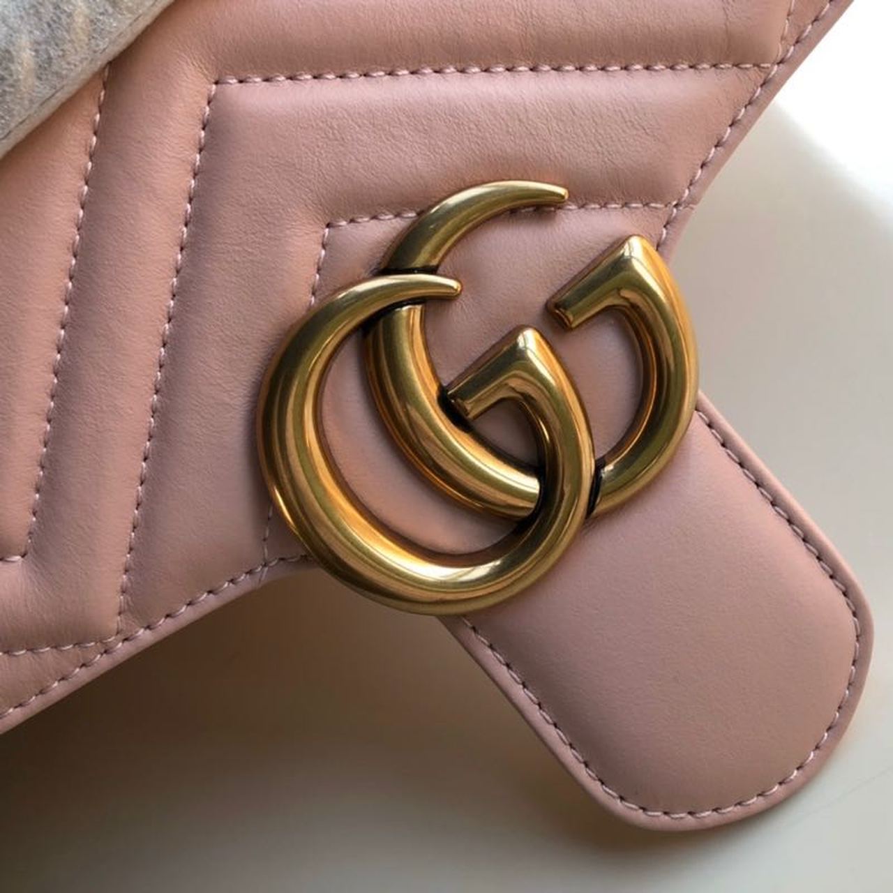 Gucci Marmont Small Matelassé Shoulder Bag Dusty Pink Matelassé Chevron For Women 10in/26cm Gucci 443497 DTDiorT 5729