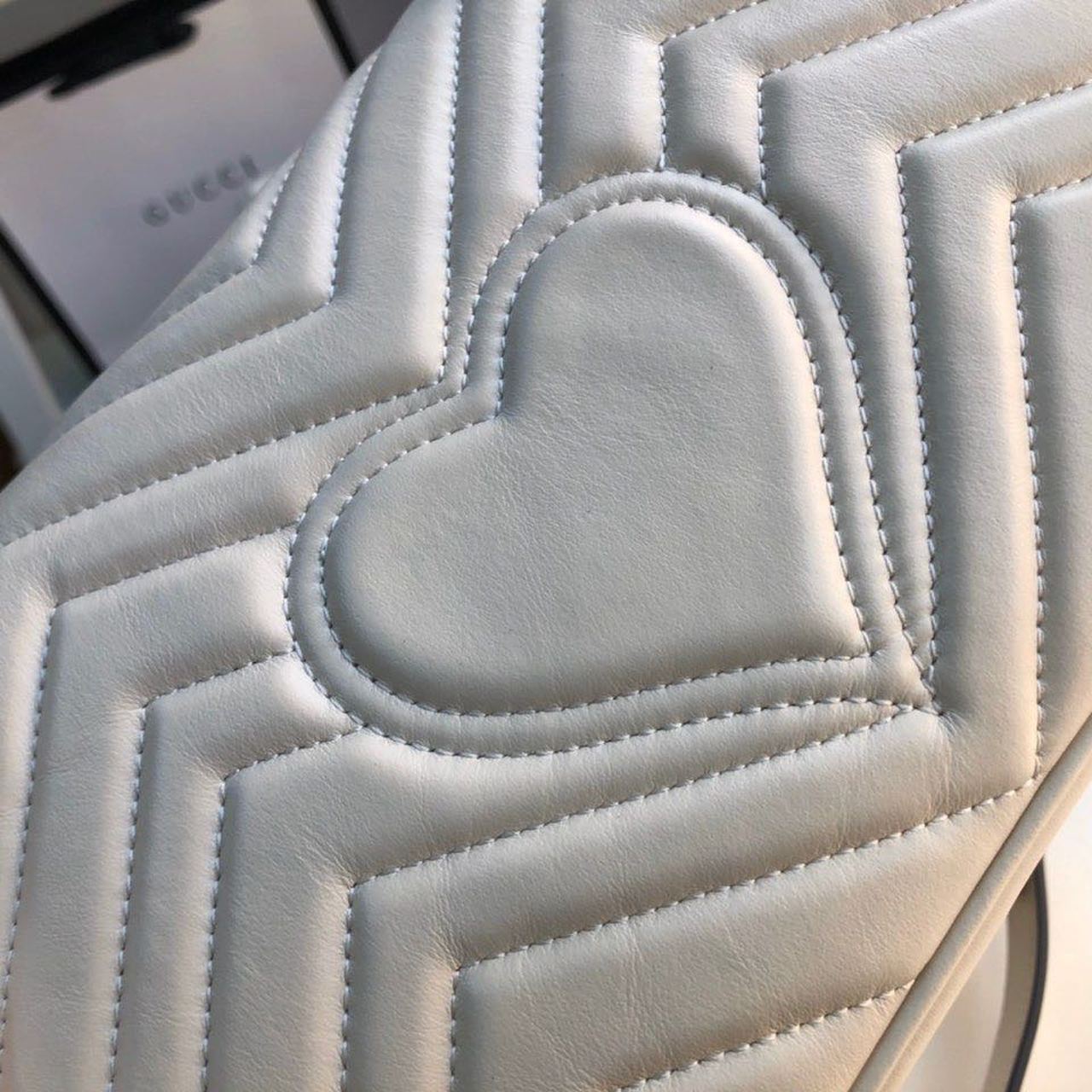 Gucci Marmont Small Matelassé Shoulder Bag White Matelassé Chevron For Women 10in/26cm 443497 DTDiorT 9022