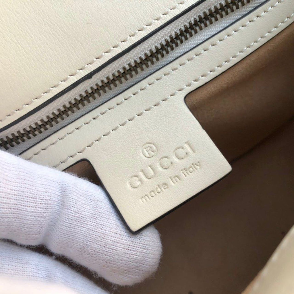 Gucci Marmont Small Matelassé Shoulder Bag White Matelassé Chevron For Women 10in/26cm 443497 DTDiorT 9022