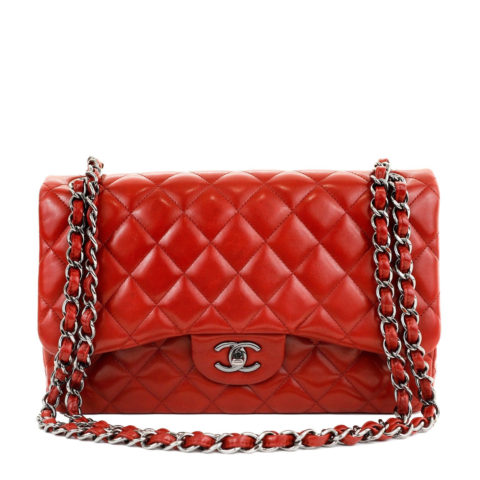 Chanel Lipstick Red Lambskin Jumbo Classic