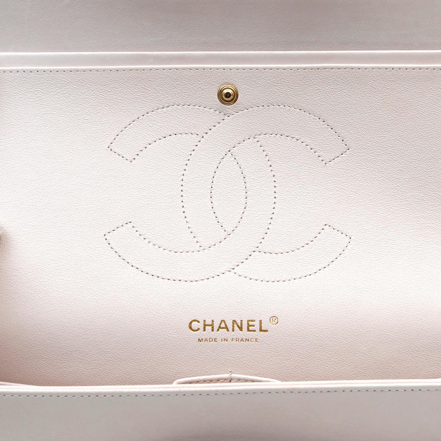 Chanel Light Beige Lambskin Jumbo Classic w/ Rose Gold Hardware