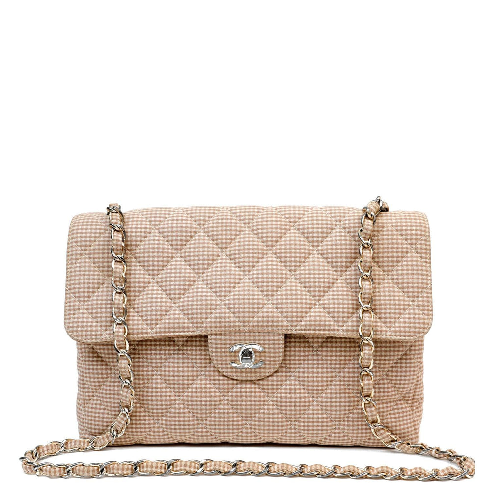 Chanel Gingham Cloth Maxi Classic w/ SiLouis Vuittoner Hardware