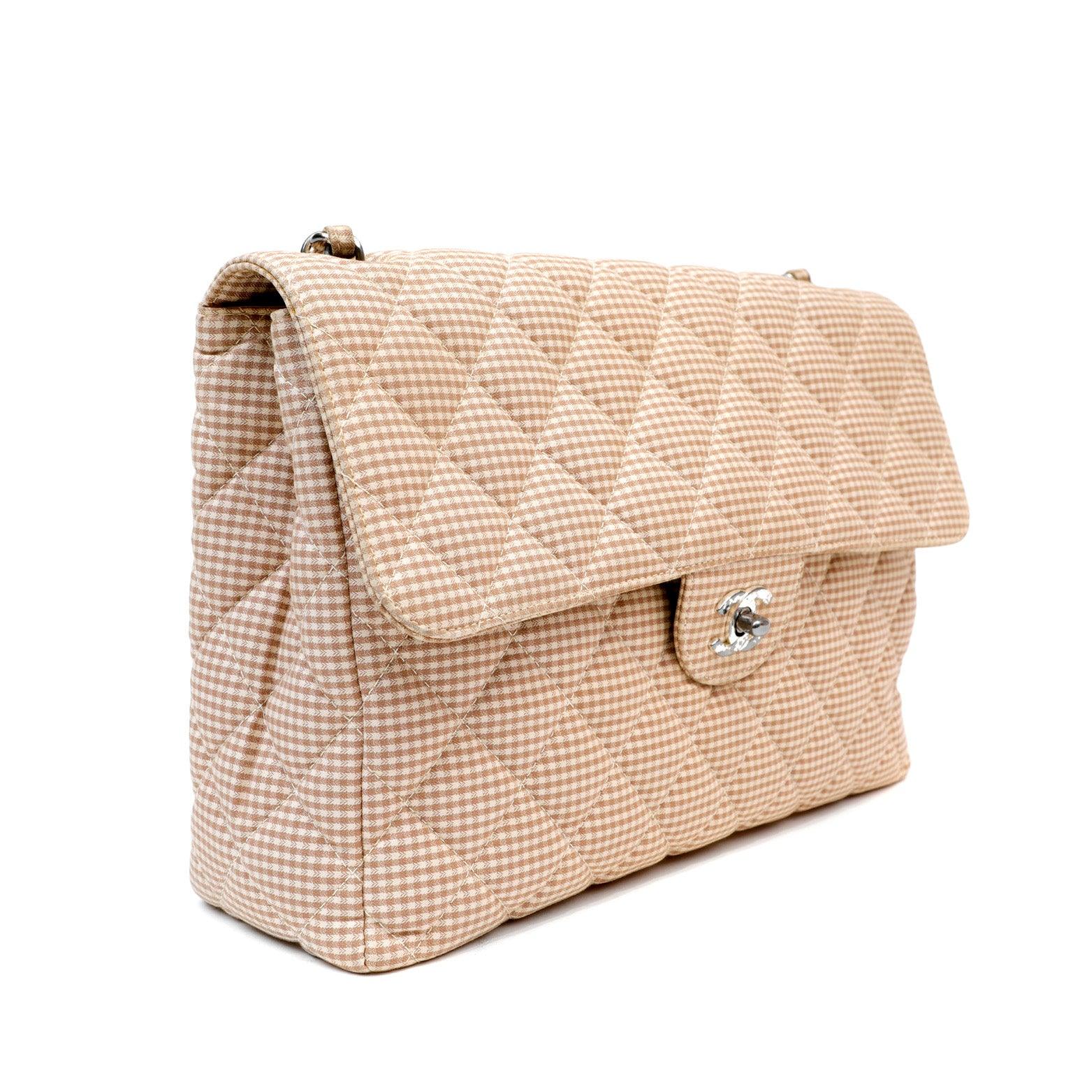 Chanel Gingham Cloth Maxi Classic w/ SiLouis Vuittoner Hardware