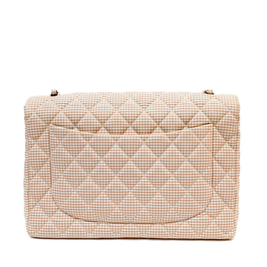 Chanel Gingham Cloth Maxi Classic w/ SiLouis Vuittoner Hardware