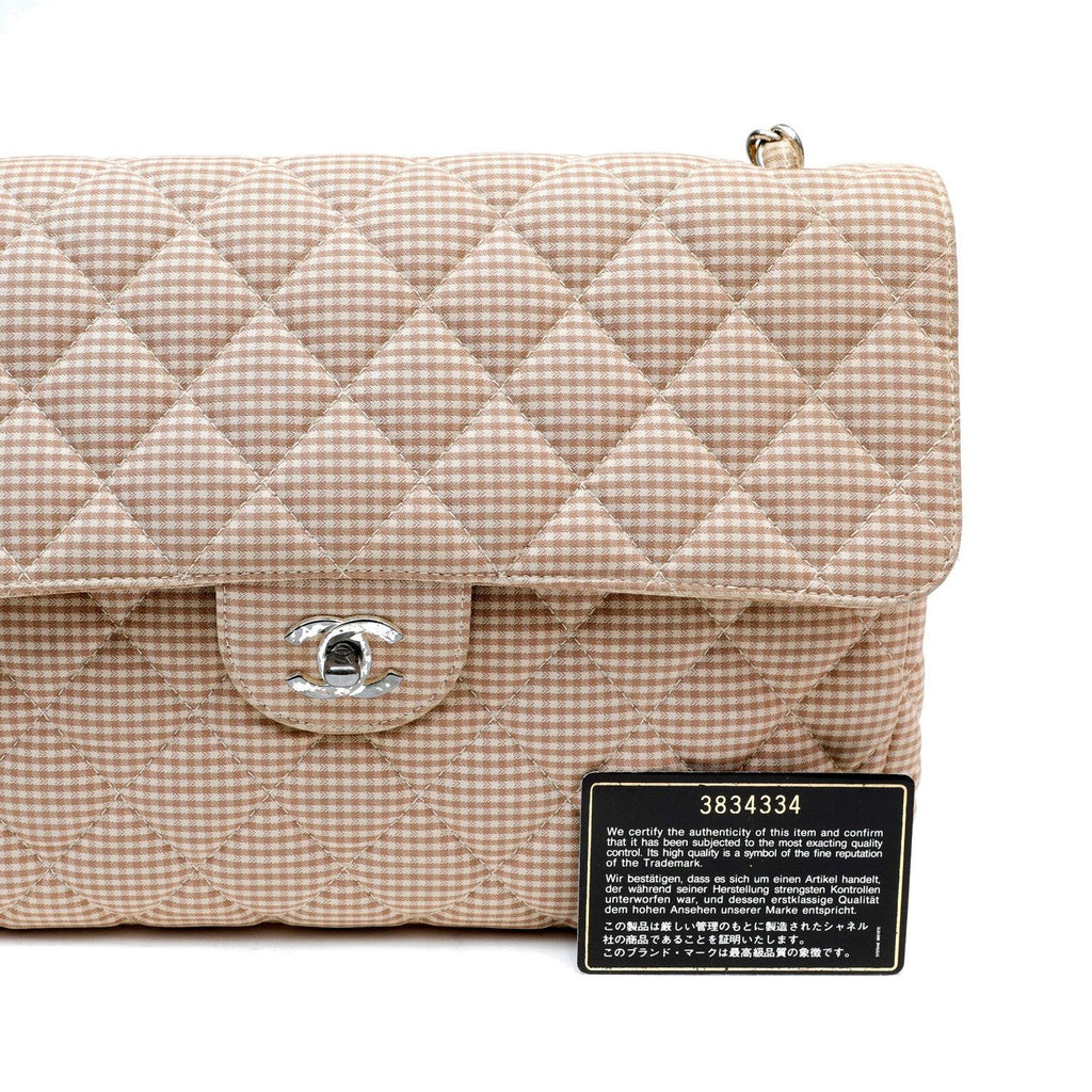 Chanel Gingham Cloth Maxi Classic w/ SiLouis Vuittoner Hardware