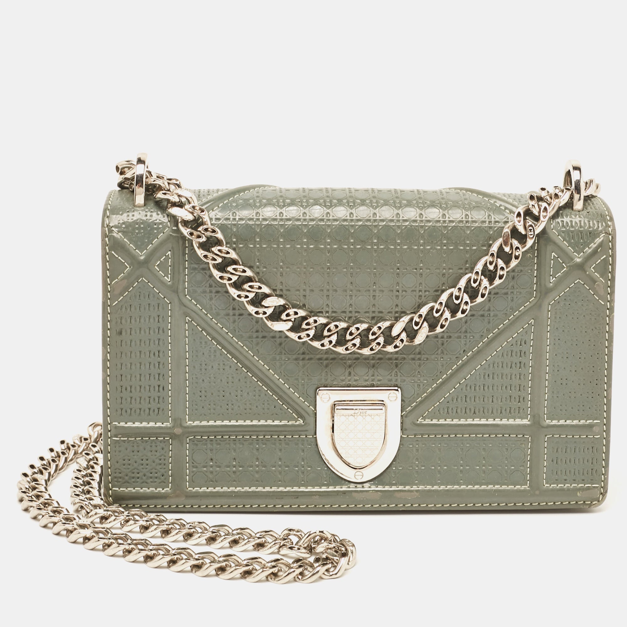 Dior Grey Micro Cannage  Leather Mini Diorama Shoulder Bag