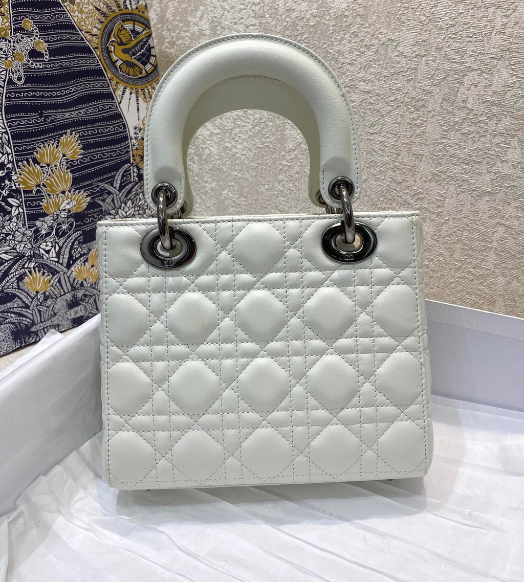 Dior Small Lady Bag SiLouis Vuittoner Hardware, White, For Women Women’s Handbags, Crossbody Bags, 20cm CD