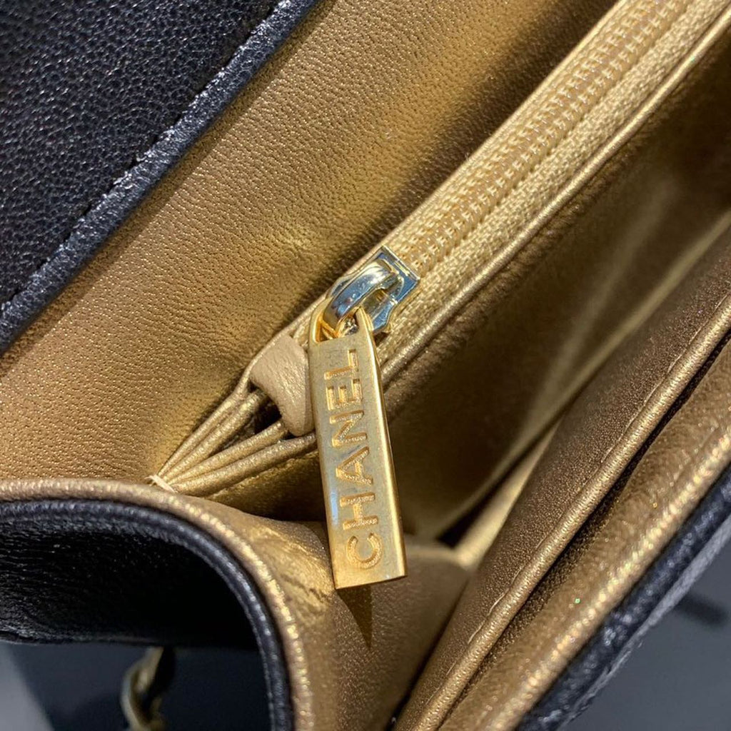 ChanelShort Pearl Handle Bag Gold Toned Hardware Black For Women Handbags, Shoulder And Crossbody Bags 8.2in/21cm AS0585