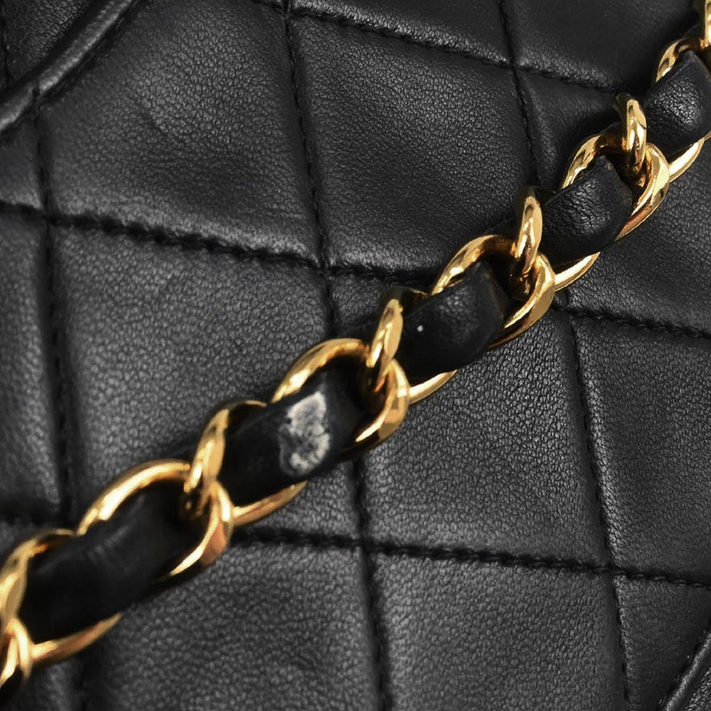Chanel 1997-1999 Black Lambskin Medium Classic Double Flap Shoulder Bag