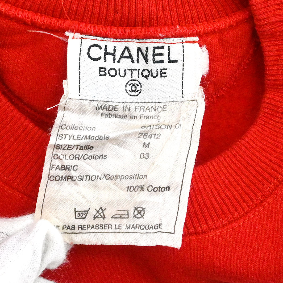 Chanel Long Sleeve Top Sweater Red #M