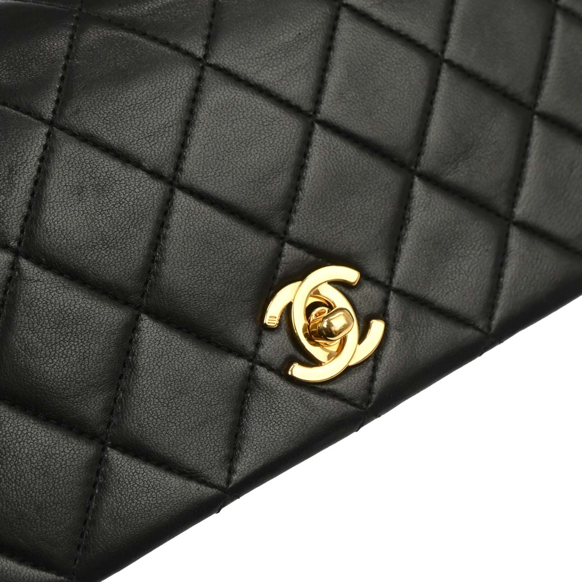Chanel Black Lambskin Turnlock Mini Full Flap Shoulder Bag