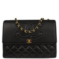 Chanel 1991-1994 Black Lambskin Maxi Classic Flap Shoulder Bag