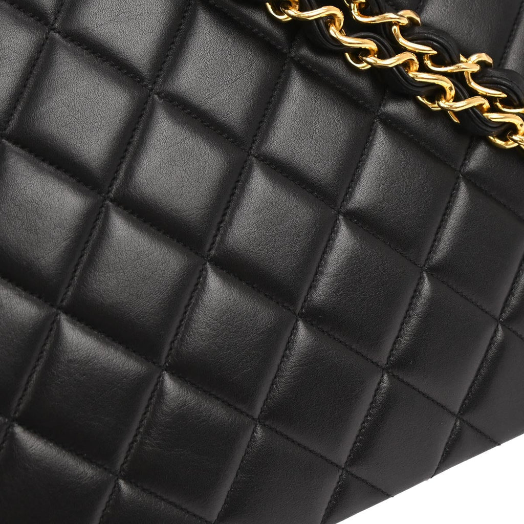 Chanel 1991-1994 Black Lambskin Maxi Classic Flap Shoulder Bag