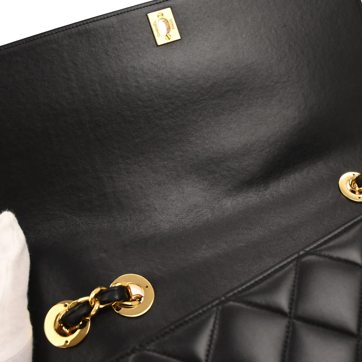 Chanel 1991-1994 Black Lambskin Maxi Classic Flap Shoulder Bag