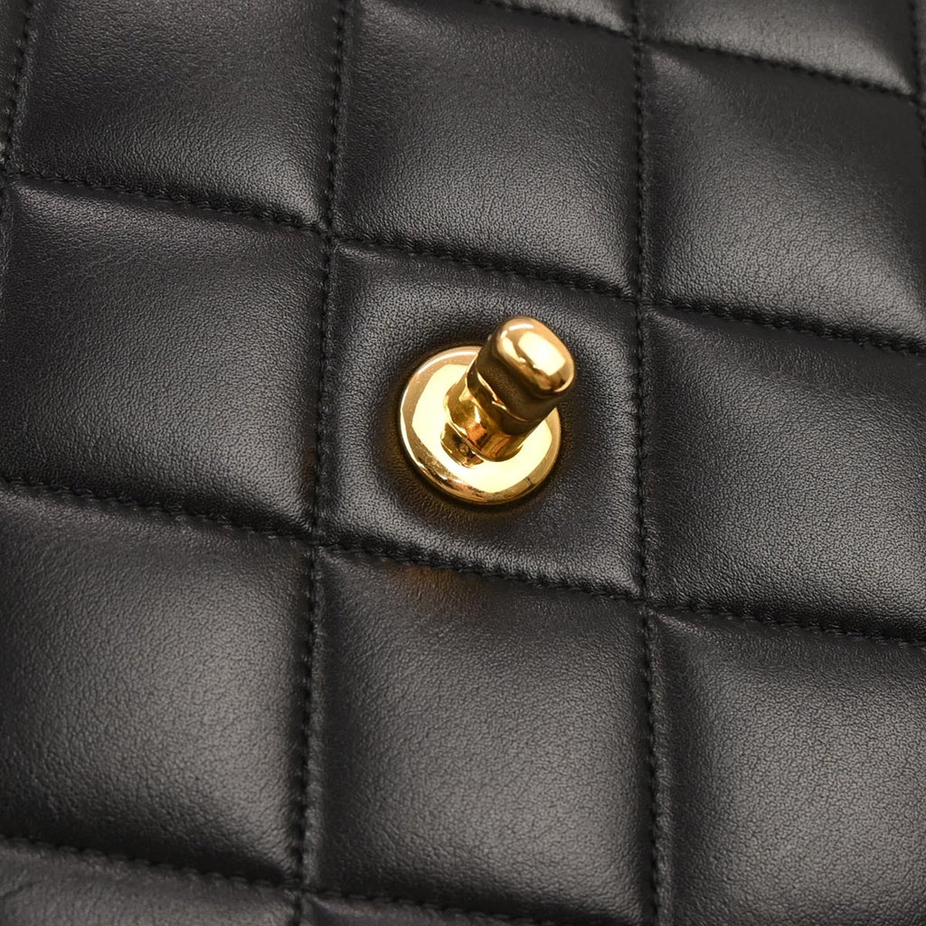 Chanel 1991-1994 Black Lambskin Maxi Classic Flap Shoulder Bag