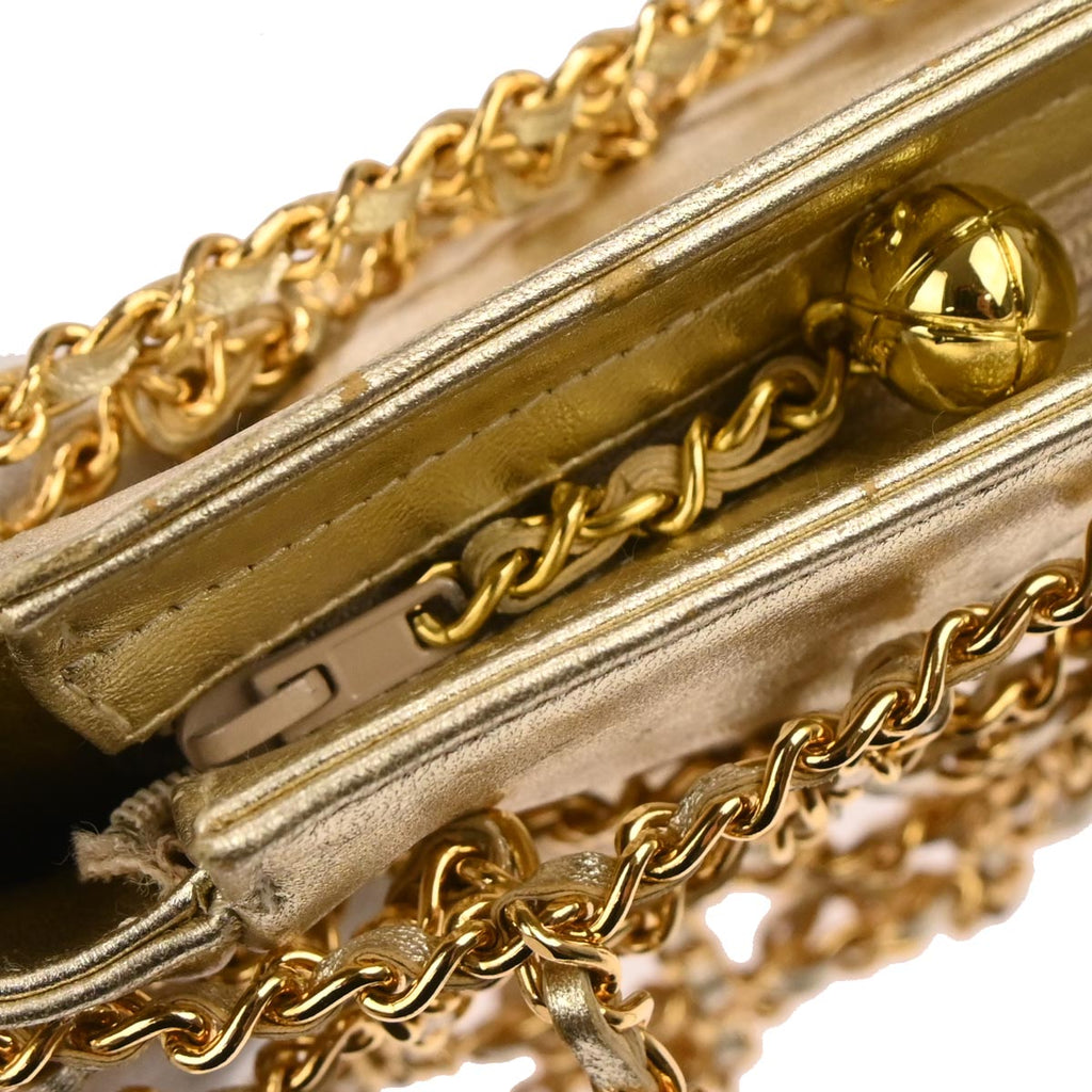 Chanel 1994-1996 Gold Lambskin Caged-chain Handbag