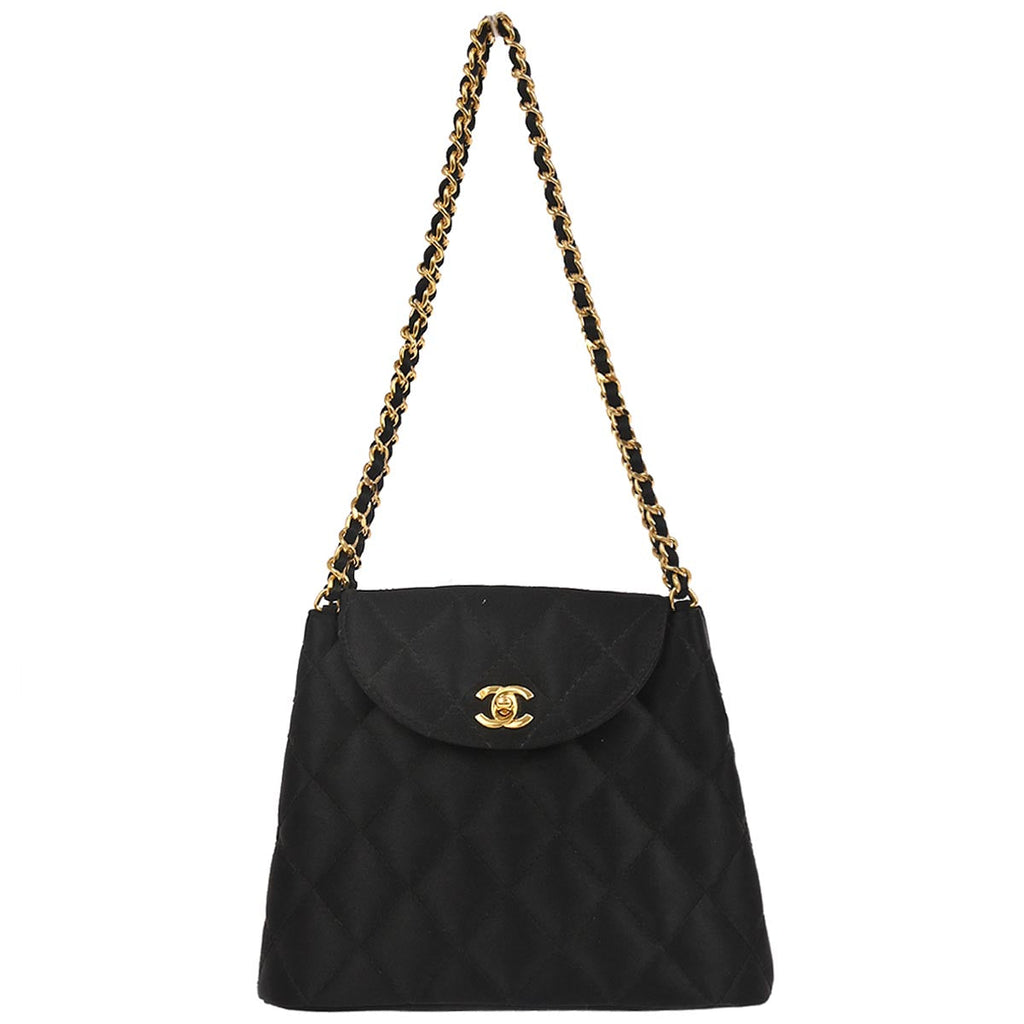 Chanel 1996-1997 Black Satin Handbag