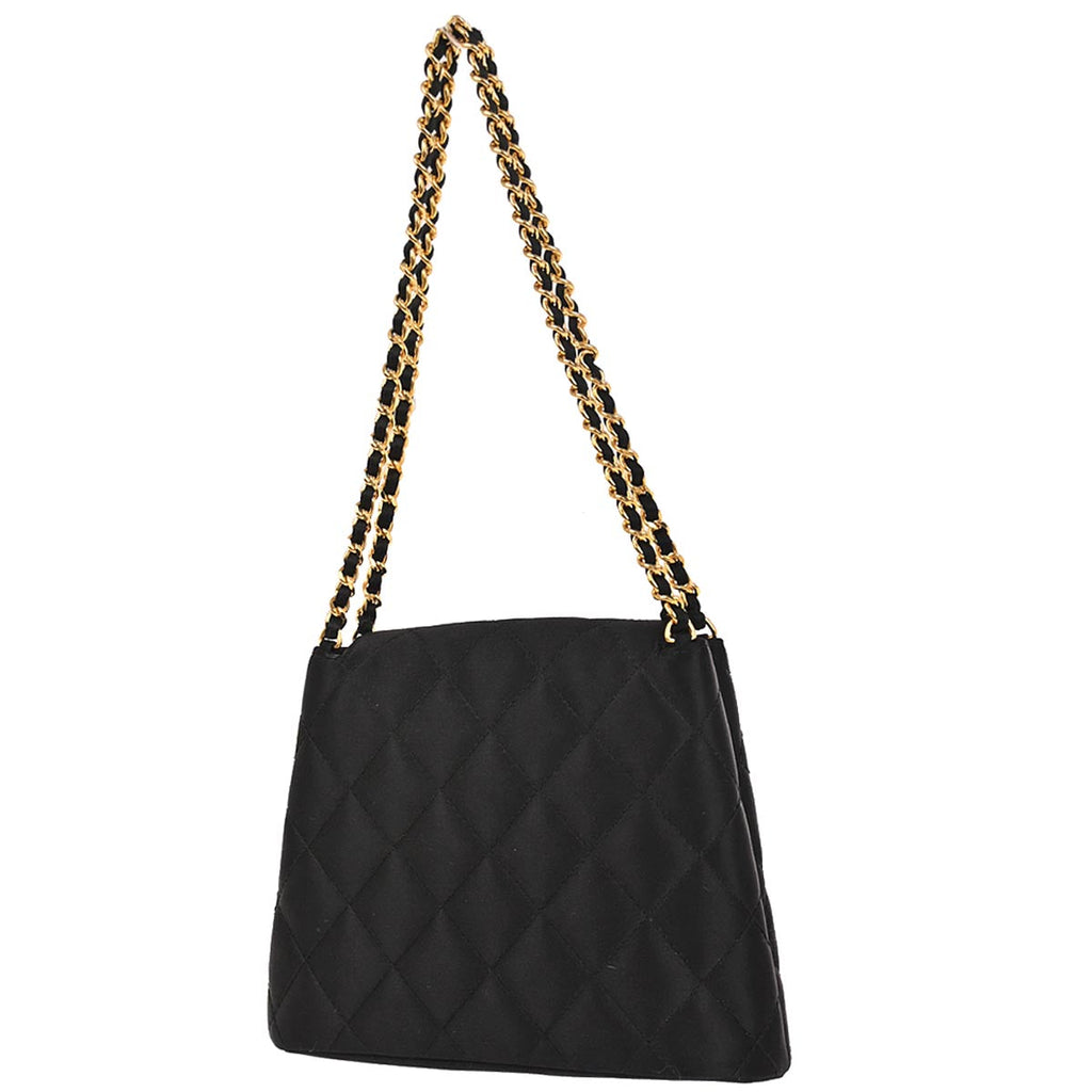 Chanel 1996-1997 Black Satin Handbag