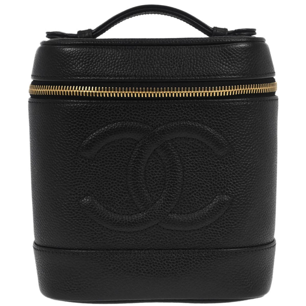 Chanel 2000-2002 Black Caviar Skin Timeless Vanity Handbag