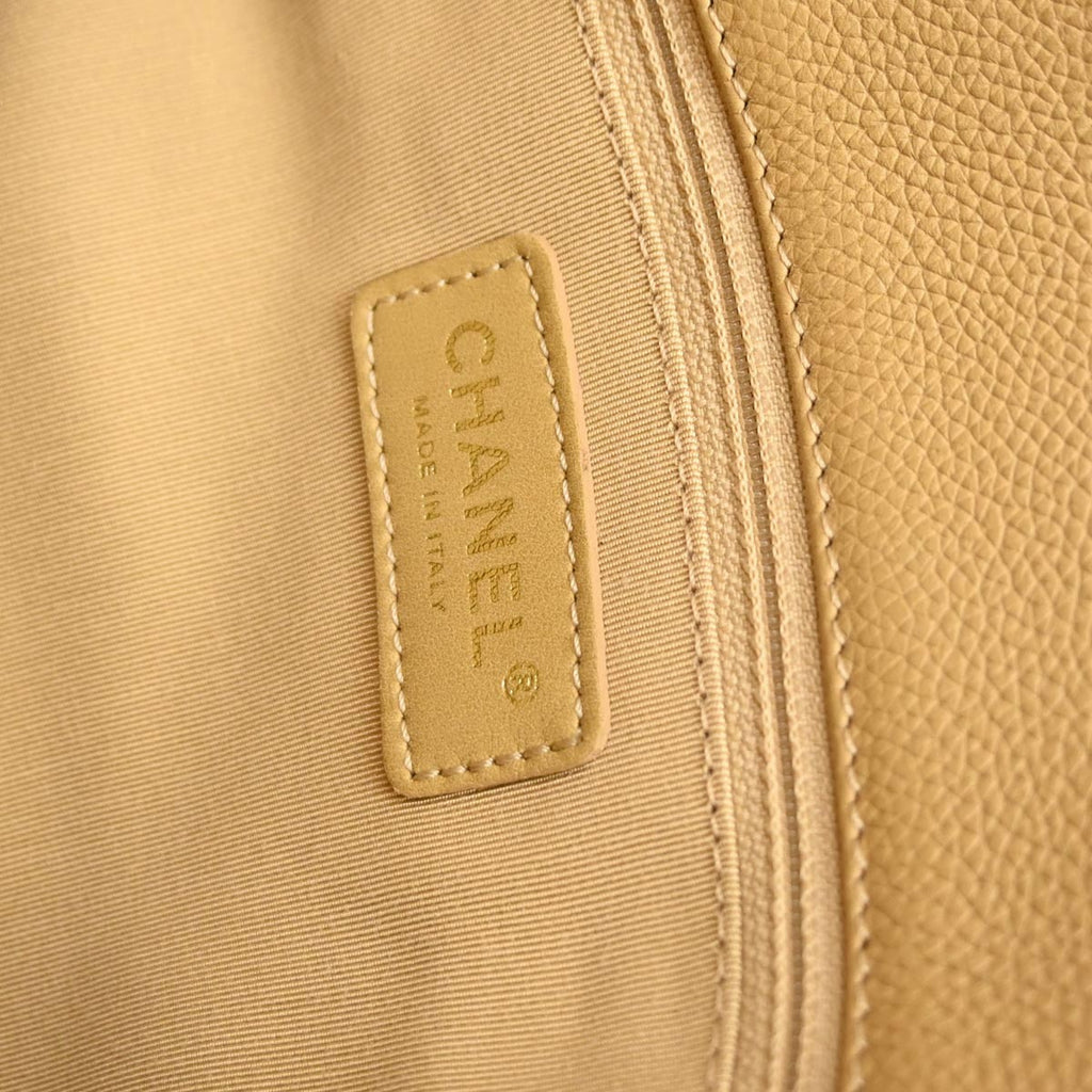Chanel Beige Calfskin Executive Cerf Tote Bag 2way Shoulder Handbag