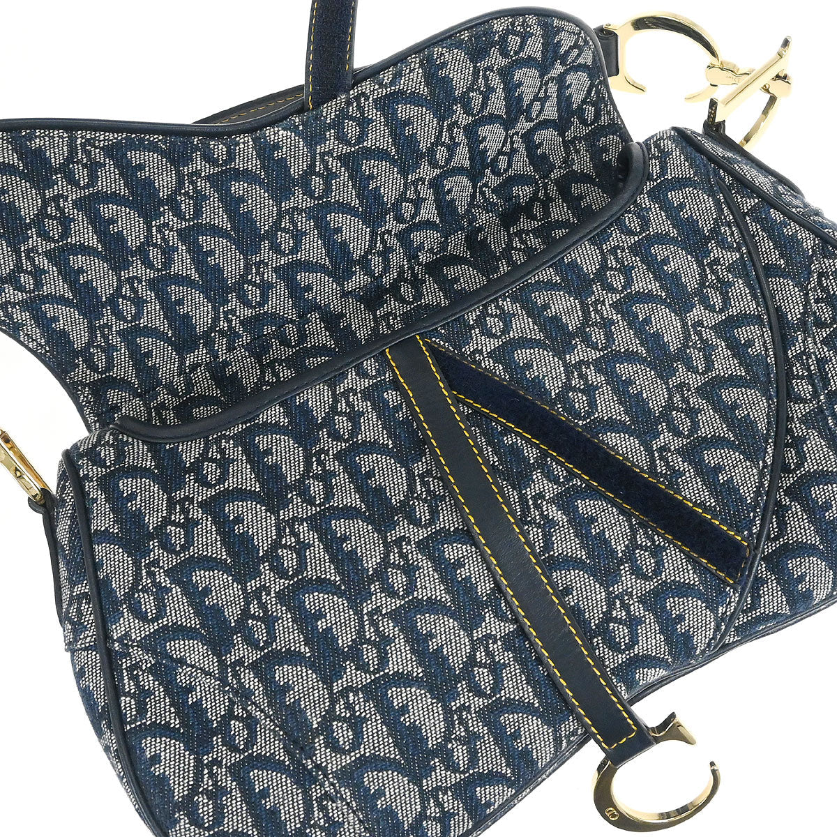 Christian Dior Navy Trotter Double Saddle Handbag