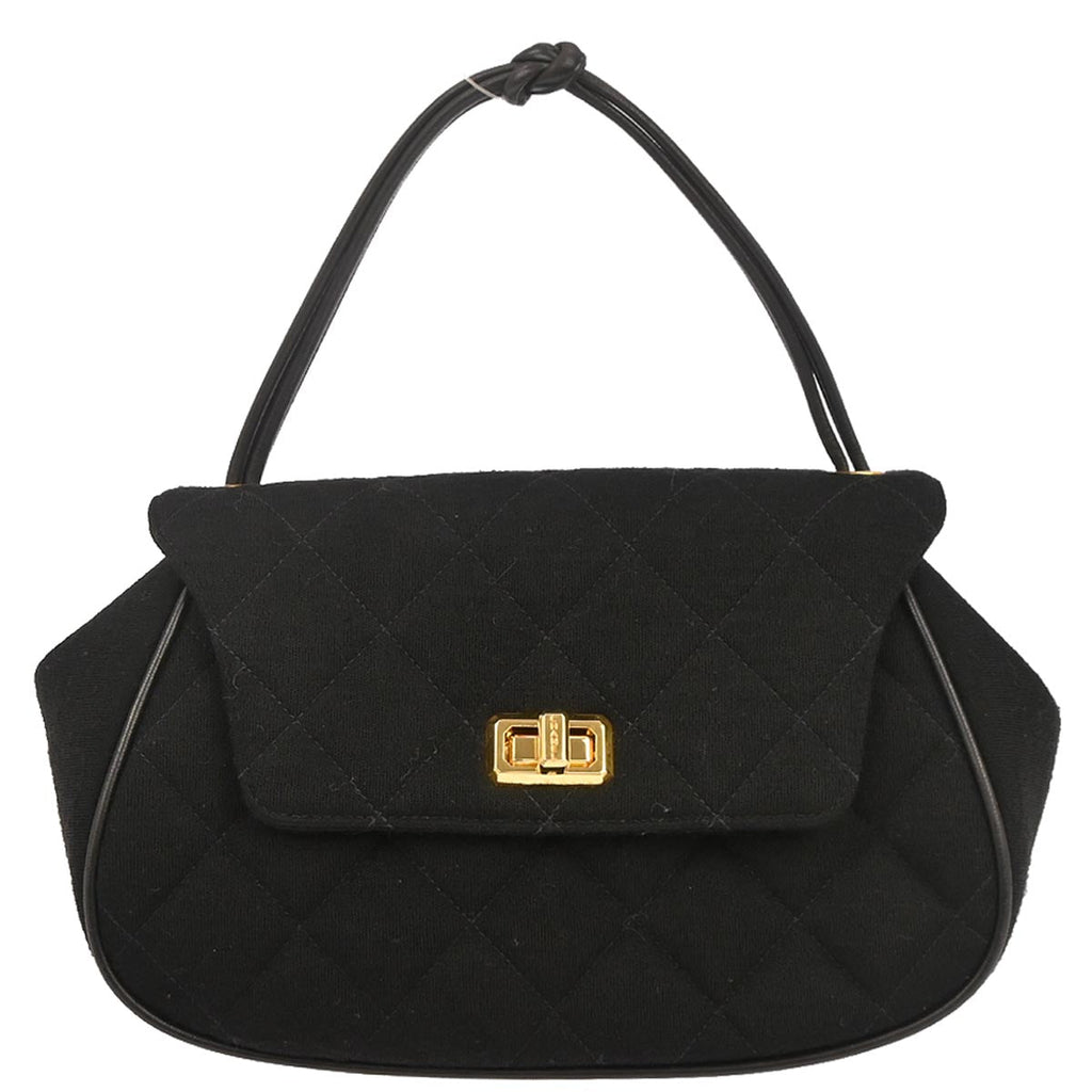 Chanel 1994-1996 Black Cotton Mademoiselle Lock Handbag