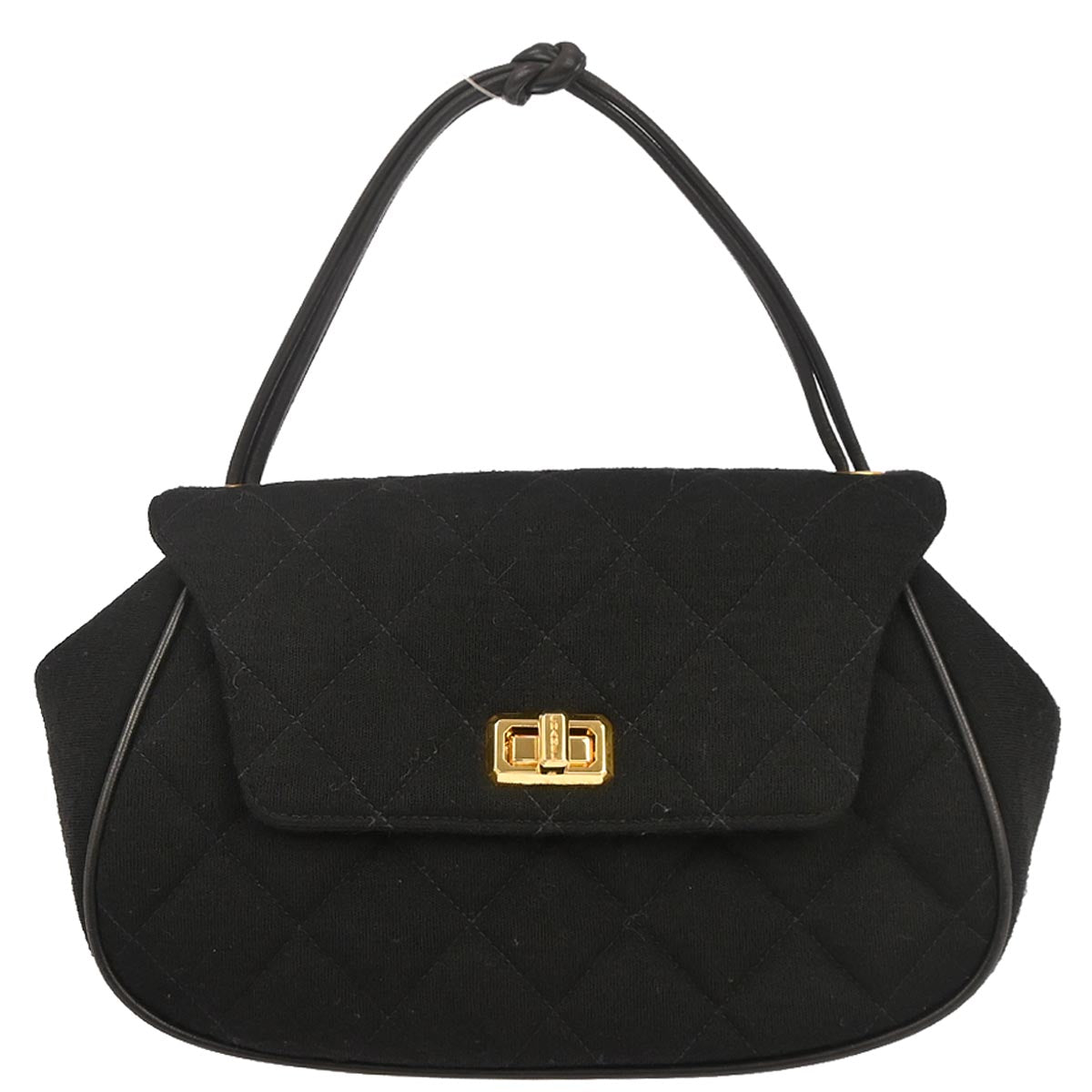 Chanel 1994-1996 Black Cotton Mademoiselle Lock Handbag