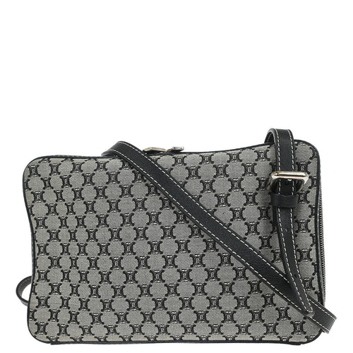 Celine Gray Canvas Macadam Shoulder Bag