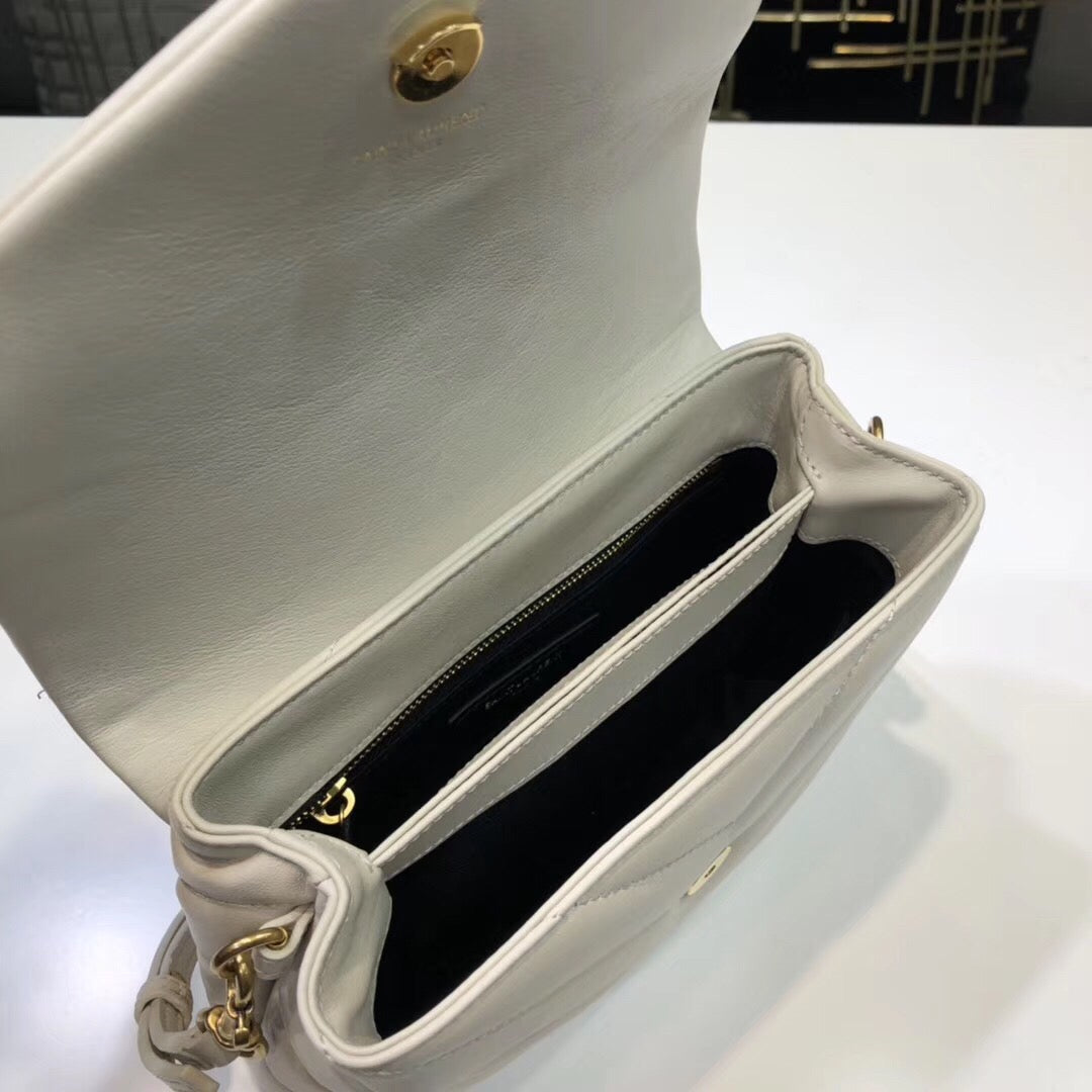 Loulou Mini Shoulder Bag White For Women 7in/18cm YSL