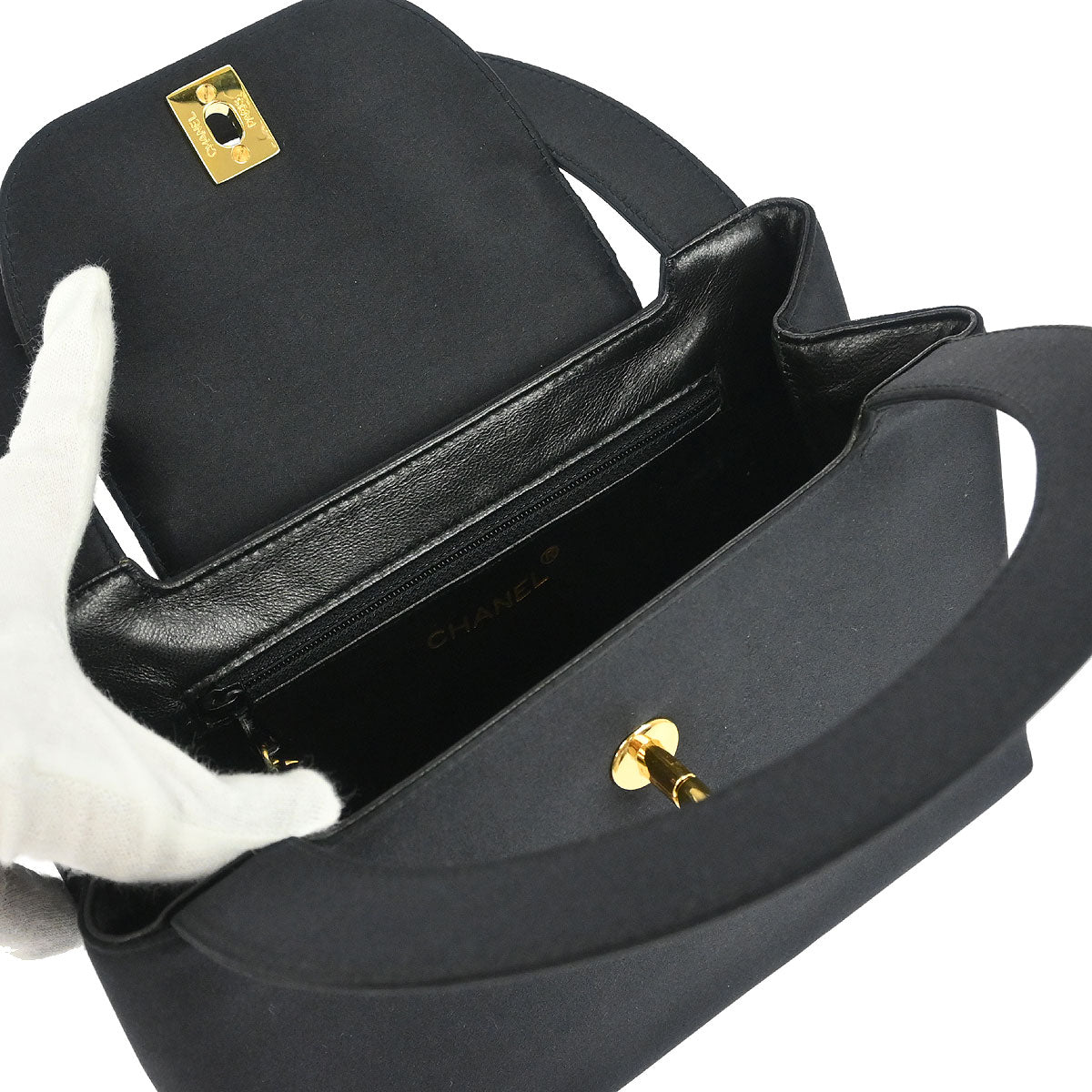 Chanel 1997-1999 Black Satin Handbag