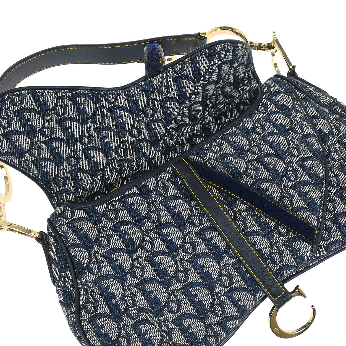 Christian Dior Navy Trotter Double Saddle Handbag