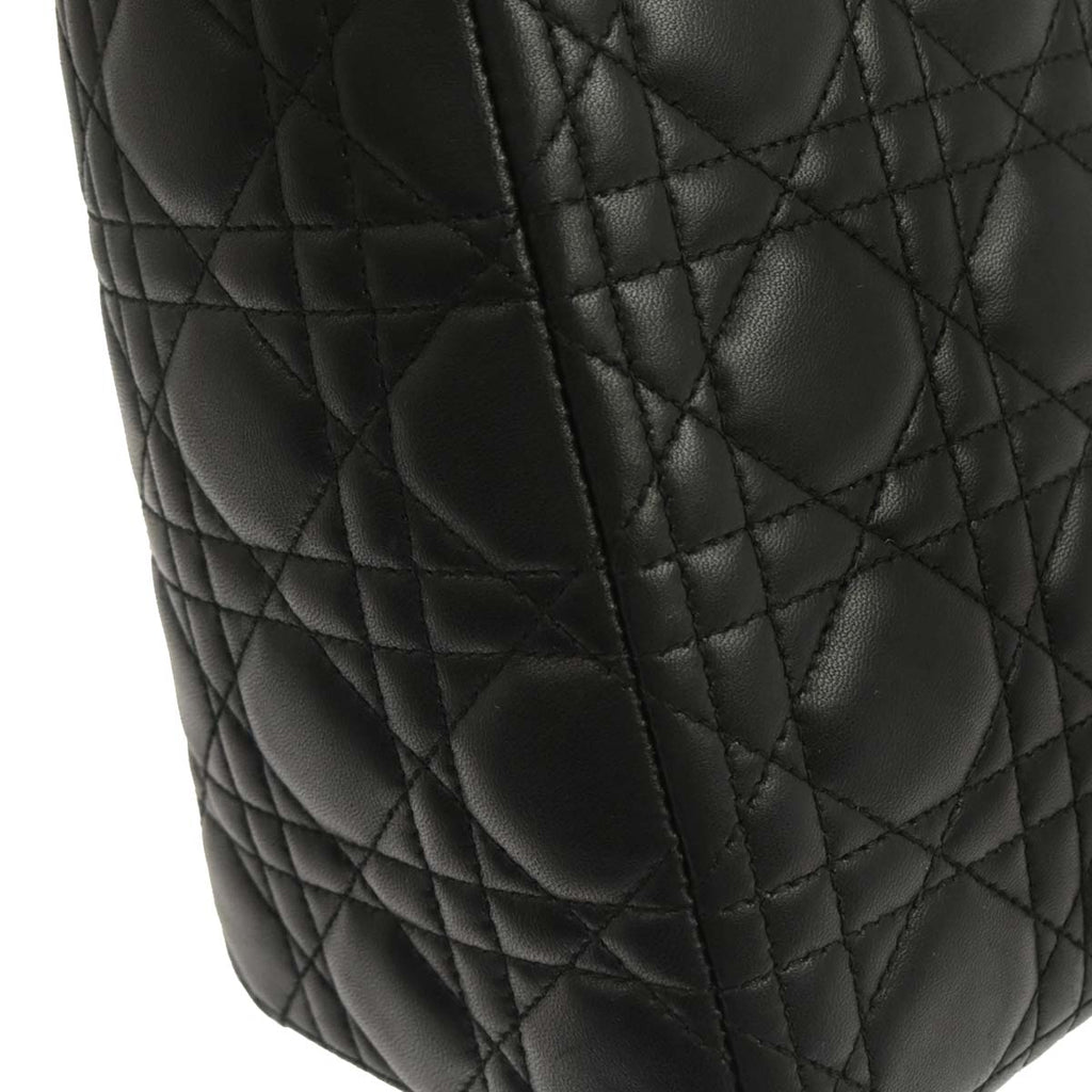 Christian Dior Black Lambskin Lady Dior Cannage 2way Shoulder Handbag