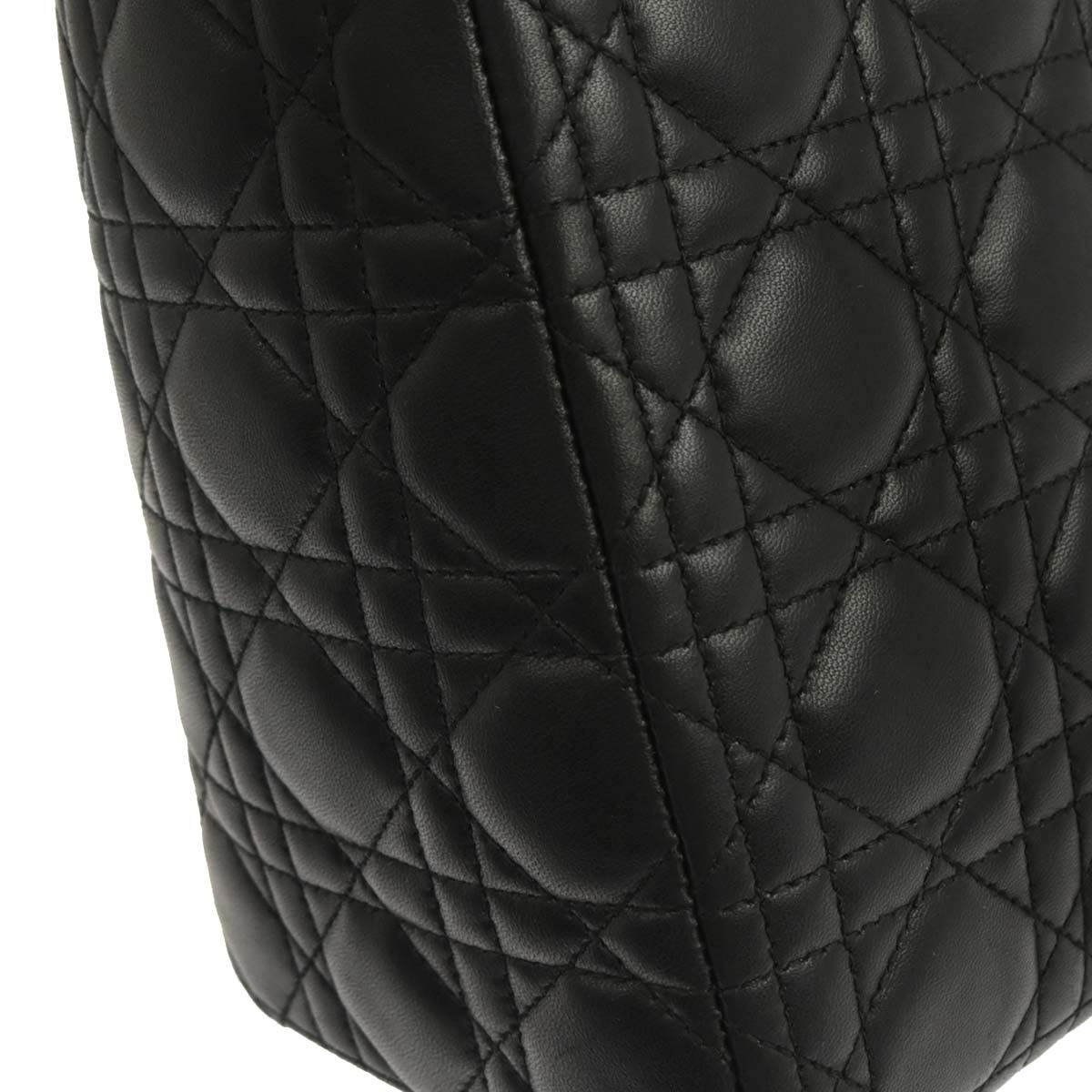 Christian Dior Black Lambskin Lady Dior Cannage 2way Shoulder Handbag
