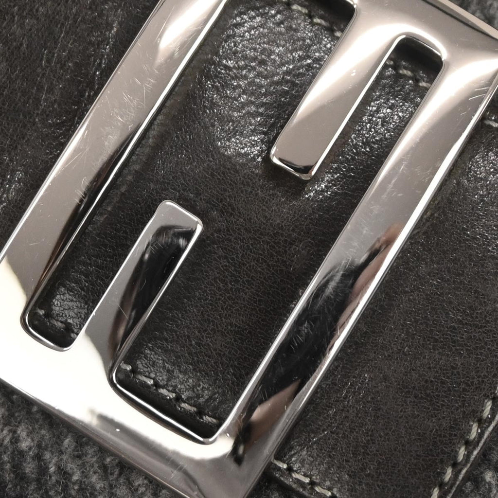 Fendi Gray Wool Zucca Baguette Handbag