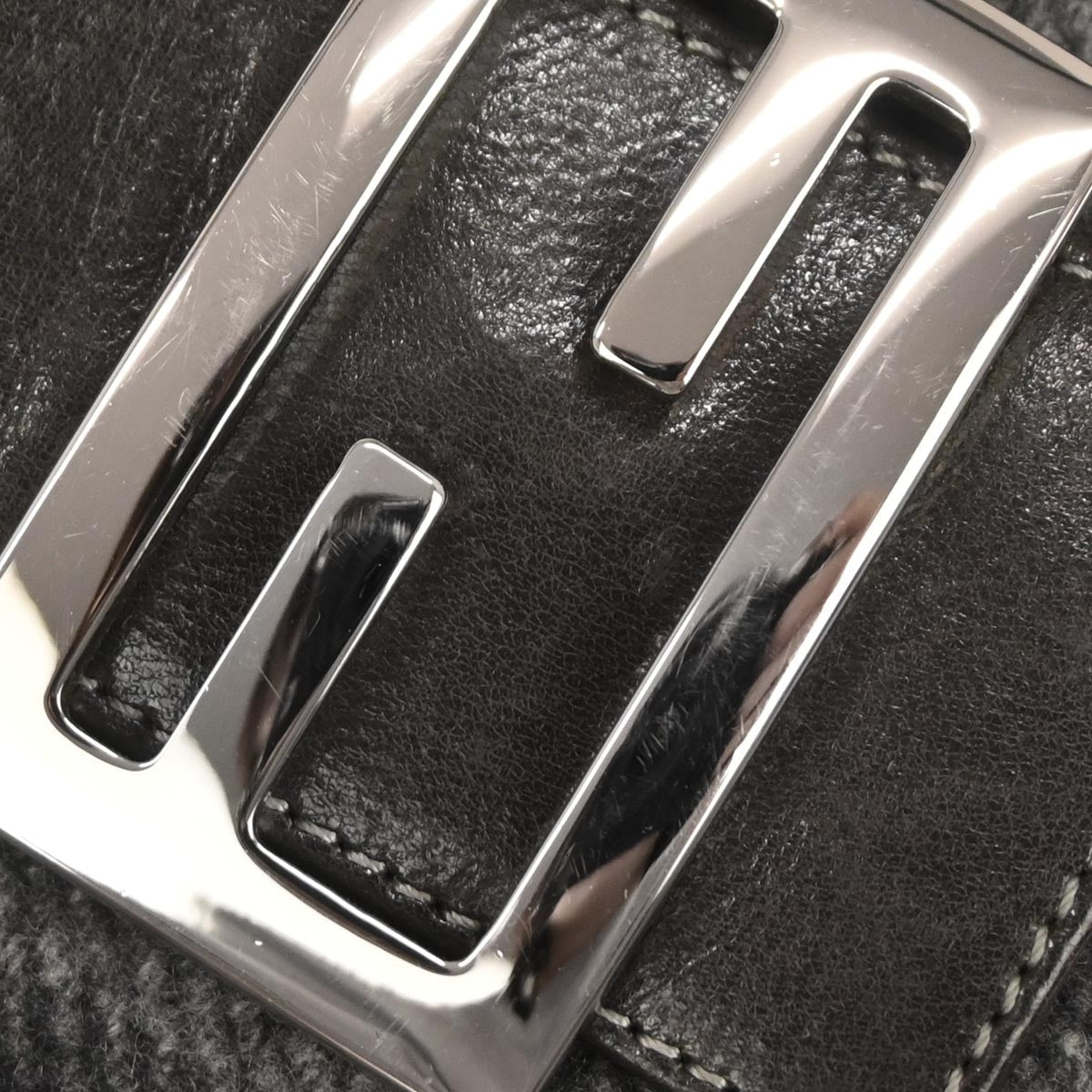 Fendi Gray Wool Zucca Baguette Handbag
