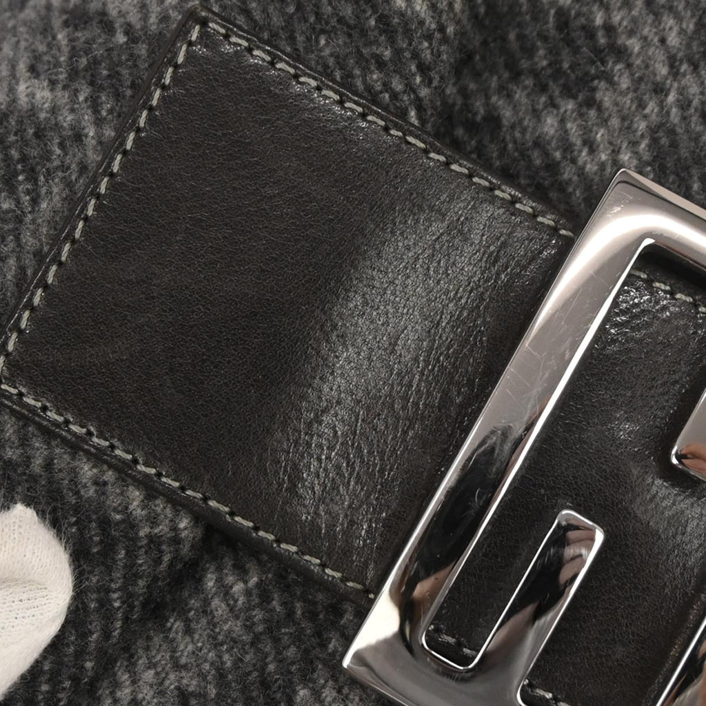 Fendi Gray Wool Zucca Baguette Handbag