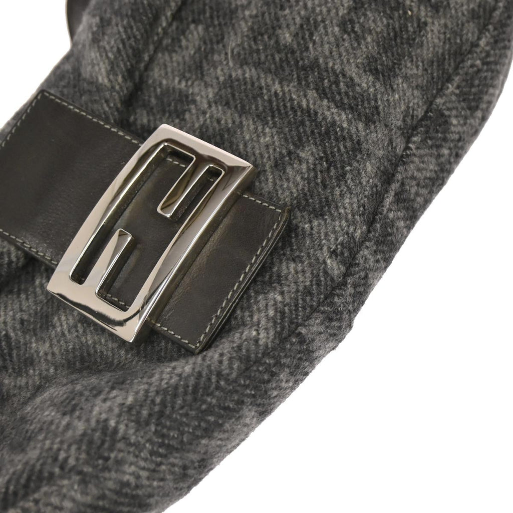 Fendi Gray Wool Zucca Baguette Handbag