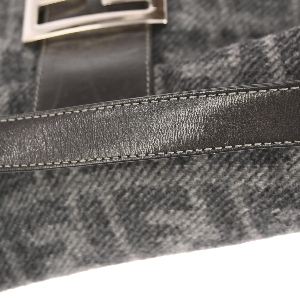 Fendi Gray Wool Zucca Baguette Handbag