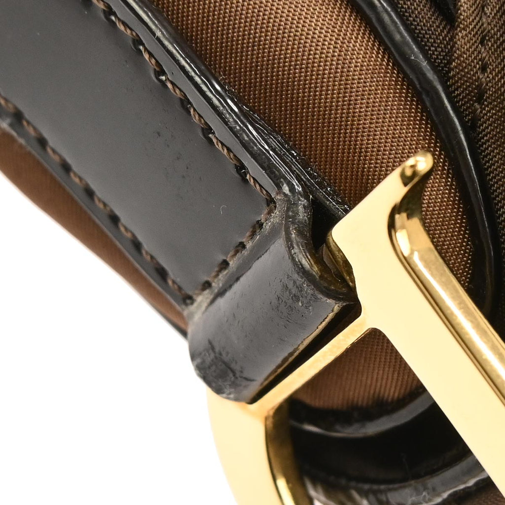 Christian Dior Brown Nylon Double Saddle Handbag