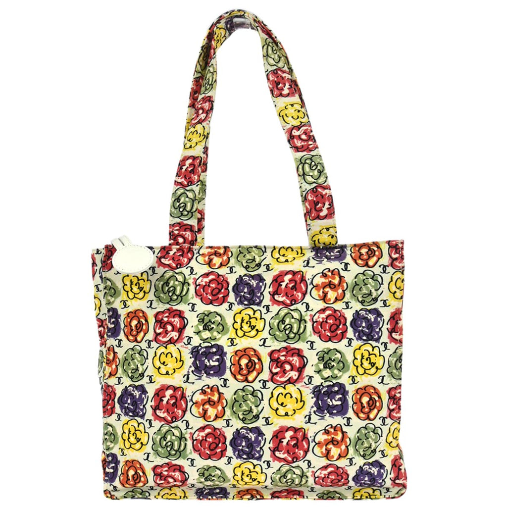 Chanel 1997-1999 White Canvas Flower Tote Handbag