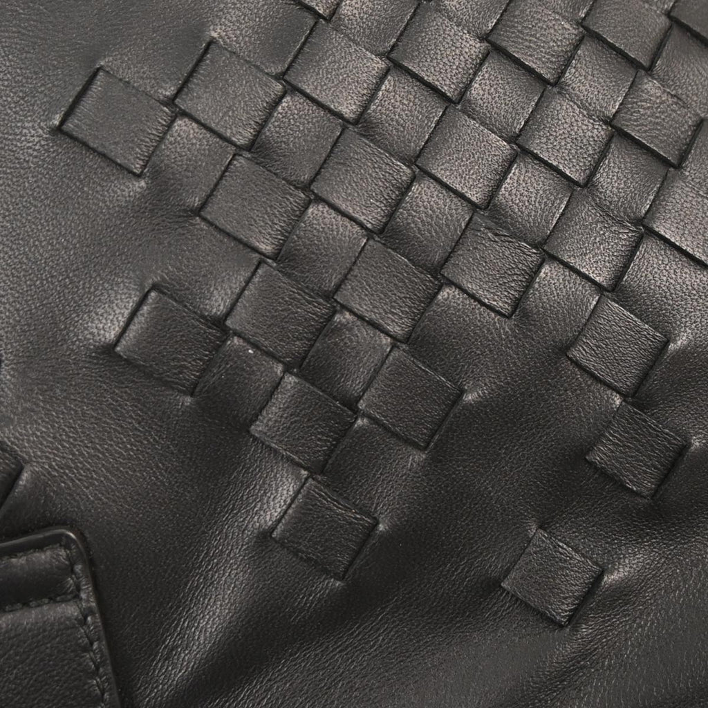 Bottega Veneta Black Leather Intrecciato Napoli Handbag