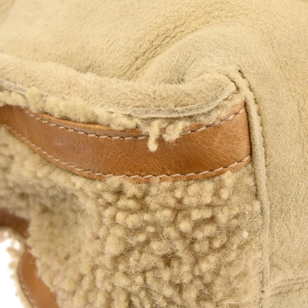 Christian Dior Beige Mouton Flight Handbag