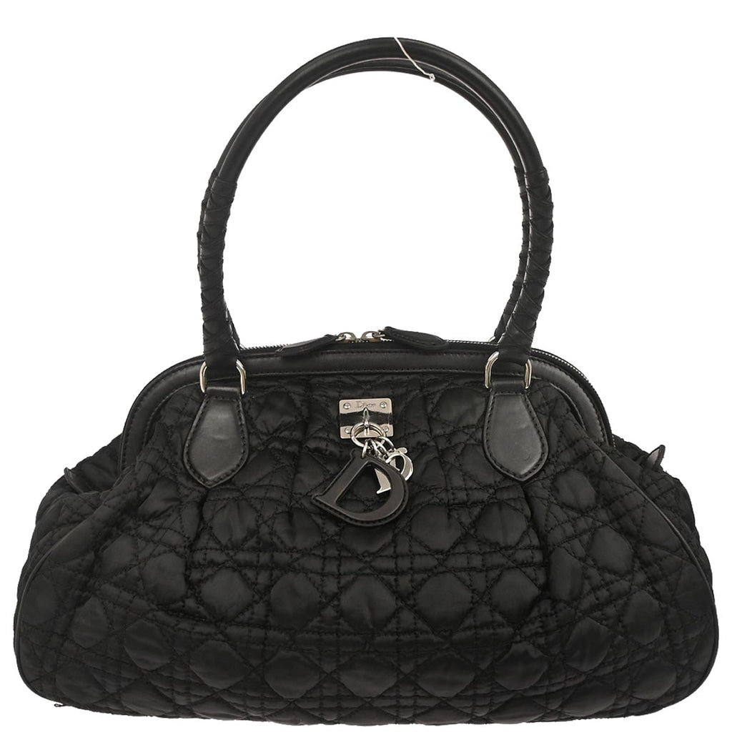 Christian Dior Black Nylon Cannage Doctor Bag Handbag