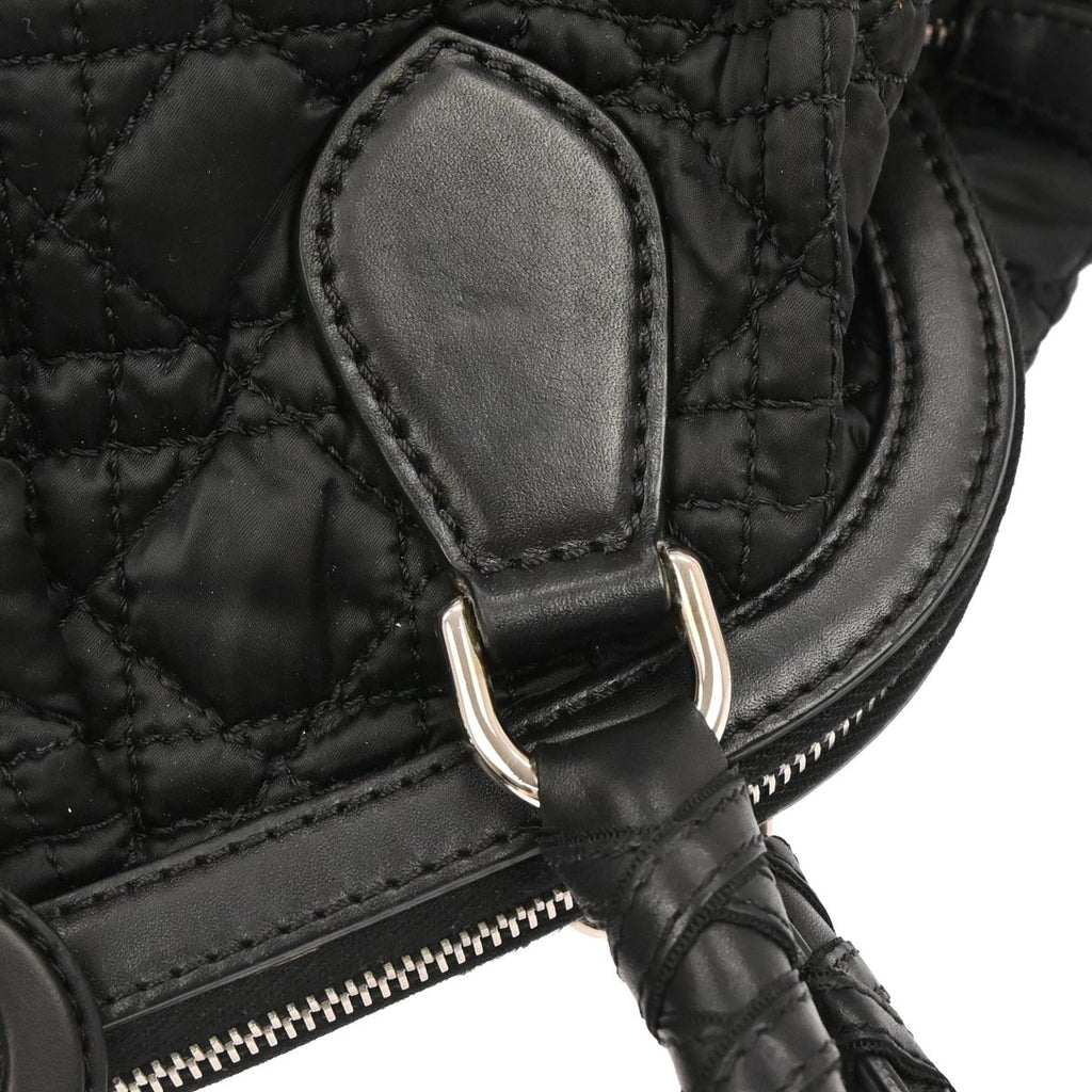 Christian Dior Black Nylon Cannage Doctor Bag Handbag