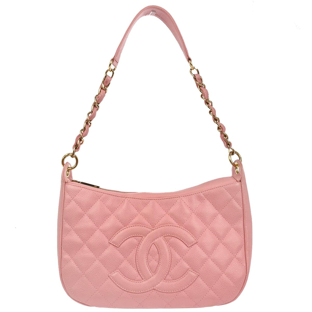 Chanel 2003-2004 Pink Caviar Skin Hobo Handbag
