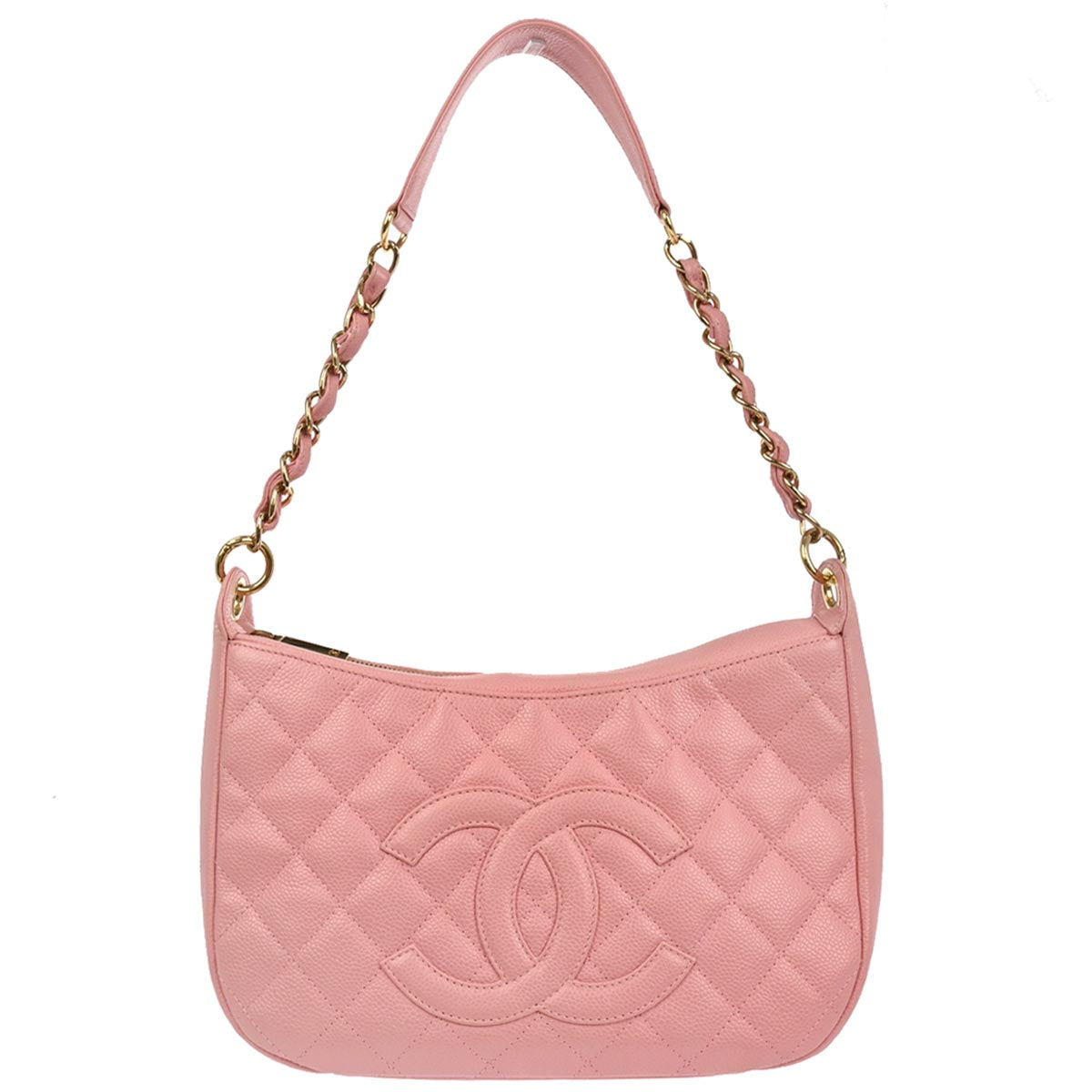 Chanel 2003-2004 Pink Caviar Skin Hobo Handbag